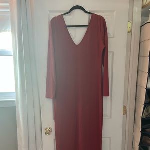 V neck long sleeve dress